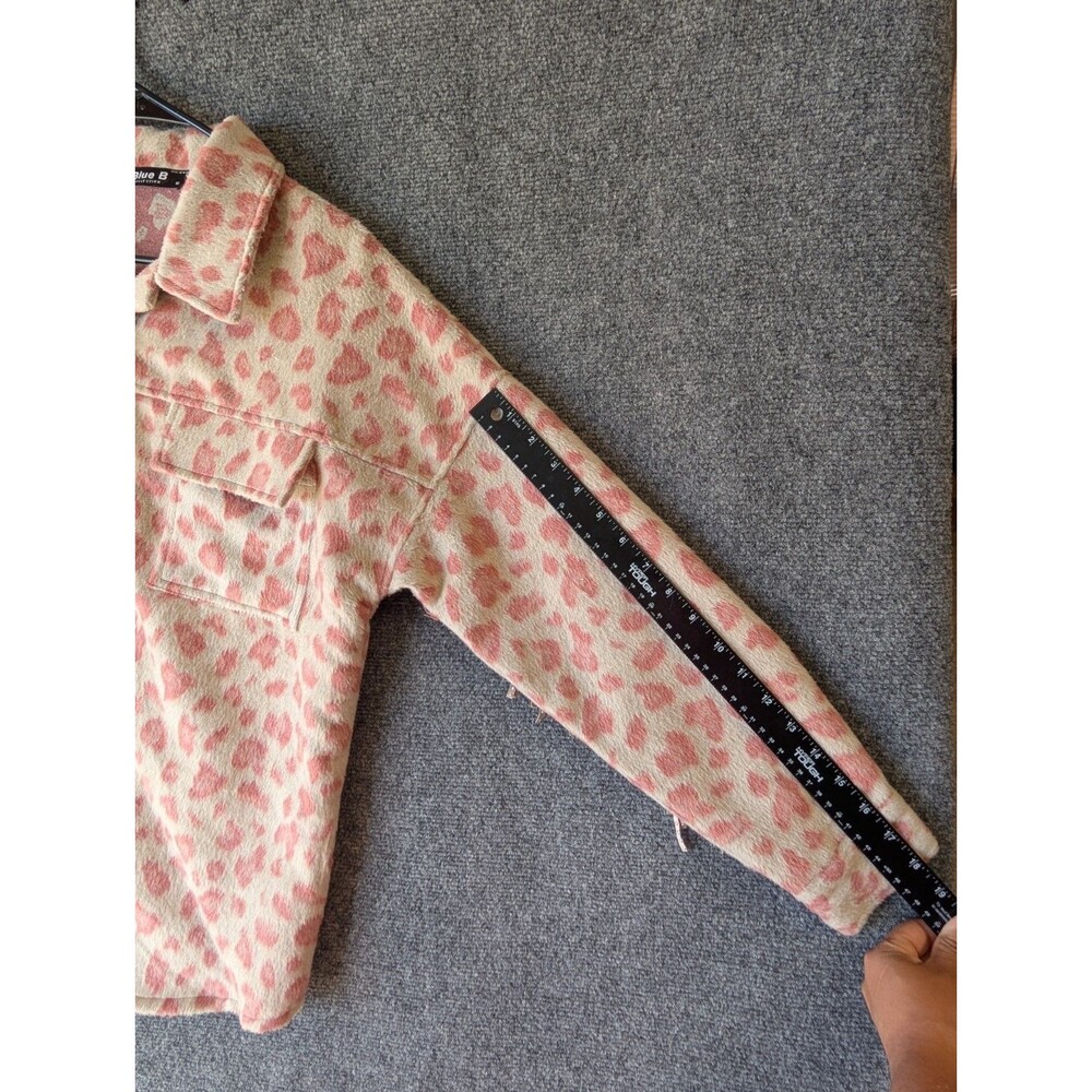 Blue B Leopard Print Fringe M Shacket Western Boho Brushed Flannel Jacket Cowgir - Picture 10 of 13